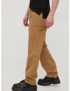 Bavlněné kalhoty Superdry pánské, hnědá barva, jednoduché