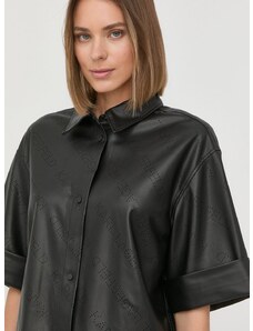 Košile Karl Lagerfeld dámská, černá barva, relaxed, s klasickým límcem