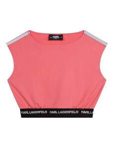 Dětská halenka Karl Lagerfeld růžová barva, hladká