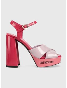 Kožené sandály Love Moschino San Lod Quadra 120 růžová barva, JA1605CG1G