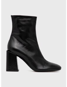 Kožené kotníkové boty Furla Block Boot dámské, černá barva, na podpatku, YD33FBK W36000 O6000