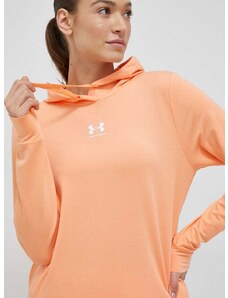 Mikina Under Armour dámská, růžová barva, s kapucí, hladká