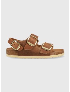 Kožené sandály Birkenstock Milano Big Buckle dámské, hnědá barva, 1024067