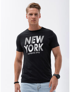 Ombre Clothing Pánské bavlněné tričko s potiskem - černé V3 OM-TSPT-0124
