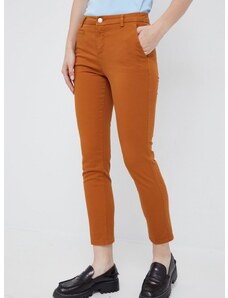 Kalhoty United Colors of Benetton dámské, hnědá barva, jednoduché, medium waist
