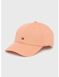 Bavlněná čepice Tommy Hilfiger oranžová barva, hladká