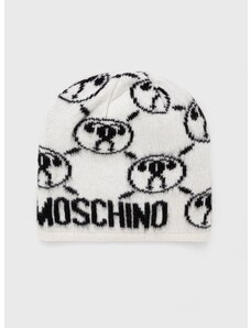 Čepice z vlněné směsi Moschino bílá barva,