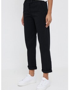 Kalhoty United Colors of Benetton dámské, černá barva, jednoduché, medium waist