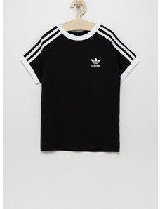 Dětské bavlněné tričko adidas Originals černá barva, s aplikací