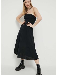 Plátěné šaty Abercrombie & Fitch černá barva, midi
