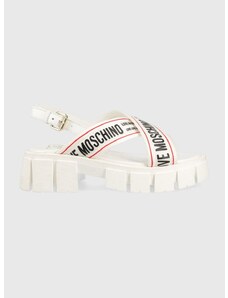 Sandály Love Moschino dámské, bílá barva, na platformě, JA16186G0GIX210A