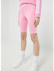 Kraťasy adidas Originals dámské, růžová barva, s aplikací, high waist