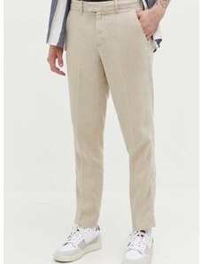 Plátěné kalhoty Abercrombie & Fitch béžová barva, jednoduché