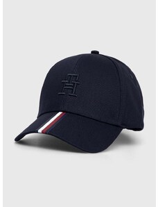 Bavlněná baseballová čepice Tommy Hilfiger tmavomodrá barva, s potiskem