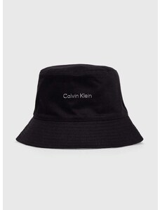 Oboustranný bavlněný klobouk Calvin Klein černá barva, bavlněný, K60K610992