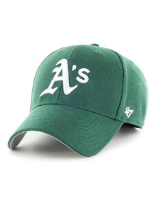 Čepice z vlněné směsi 47brand MLB Oakland Athletics zelená barva, s aplikací, B-MVP18WBV-DGE