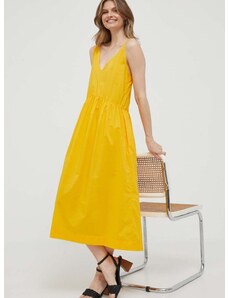Bavlněné šaty United Colors of Benetton žlutá barva, midi