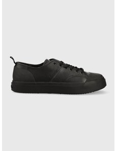 Kožené sneakers boty Calvin Klein LOW TOP LACE UP LTH černá barva, HM0HM01045