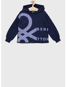 Dětská bavlněná mikina United Colors of Benetton tmavomodrá barva, vzorovaná