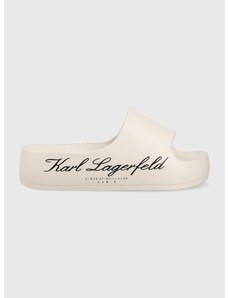 Pantofle Karl Lagerfeld KOBO II dámské, béžová barva, na platformě, KL86000