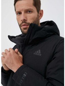 Péřová bunda adidas pánská, černá barva, zimní, HG6017