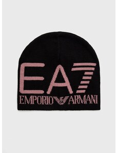 Čepice EA7 Emporio Armani černá barva, z tenké pleteniny