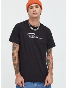 Bavlněné tričko Primitive černá barva, s potiskem