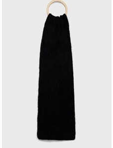 Šátek z vlněné směsi Superdry černá barva, hladký