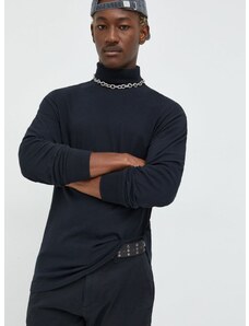 Bavlněné tričko s dlouhým rukávem Abercrombie & Fitch černá barva