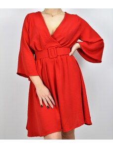 Itálie Červené klasické dámské šaty s páskem