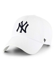 Bavlněná baseballová čepice 47brand MLB New York Yankees bílá barva, s aplikací, B-RGW17GWS-WHA