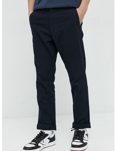 Bavlněné kalhoty Superdry pánské, tmavomodrá barva, přiléhavé