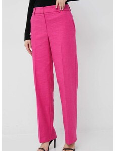 Kalhoty Selected Femme dámské, růžová barva, jednoduché, high waist