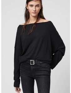 Tričko s dlouhým rukávem AllSaints černá barva