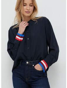 Košile Tommy Hilfiger dámská, tmavomodrá barva, relaxed, s klasickým límcem