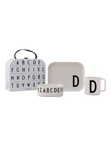 Dětský snídaňový set Design Letters Classics in a suitcase D 4-pack