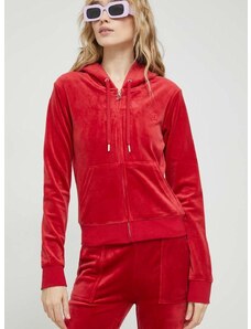 Mikina Juicy Couture Robertson dámská, červená barva, s kapucí, hladká