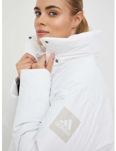 Péřová bunda adidas Performance dámská, bílá barva, zimní