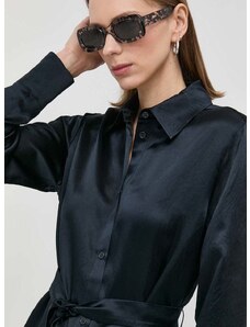 Košile Max Mara Leisure dámská, tmavomodrá barva, regular, s klasickým límcem