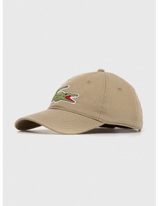 Bavlněná baseballová čepice Lacoste hnědá barva, s aplikací, RK9871-HBP