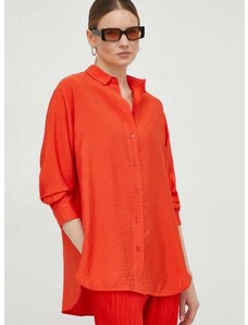 Košile Samsoe Samsoe dámská, oranžová barva, relaxed, s klasickým límcem