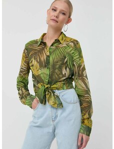 Košile Guess dámská, zelená barva, regular, s klasickým límcem