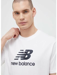 Bavlněné tričko New Balance bílá barva, MT31541WT-1WT