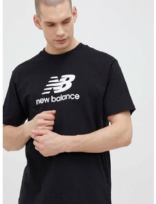Bavlněné tričko New Balance černá barva, MT31541BK-1BK