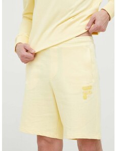 Bavlněné šortky Fila žlutá barva