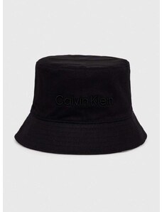Oboustranný bavlněný klobouk Calvin Klein černá barva, bavlněný, K50K510338