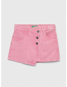 Dětská riflová sukně United Colors of Benetton růžová barva, mini