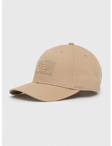 Bavlněná čepice Alpha Industries béžová barva, s aplikací, 168903.14-Sand