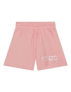 Dětské bavlněné šortky Kenzo Kids růžová barva, s aplikací, nastavitelný pas