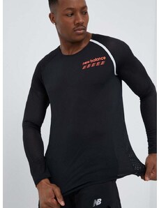 Běžecké triko s dlouhým rukávem New Balance Accelerate Pacer černá barva, s potiskem